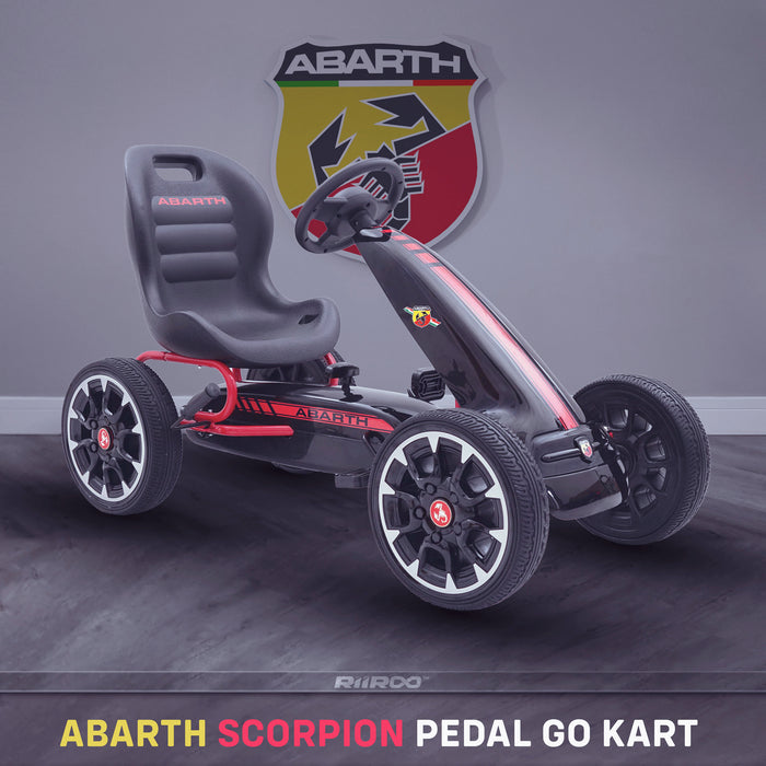 kids abarth ride on pedal go kart pedal powered ride on black 2 scorpion