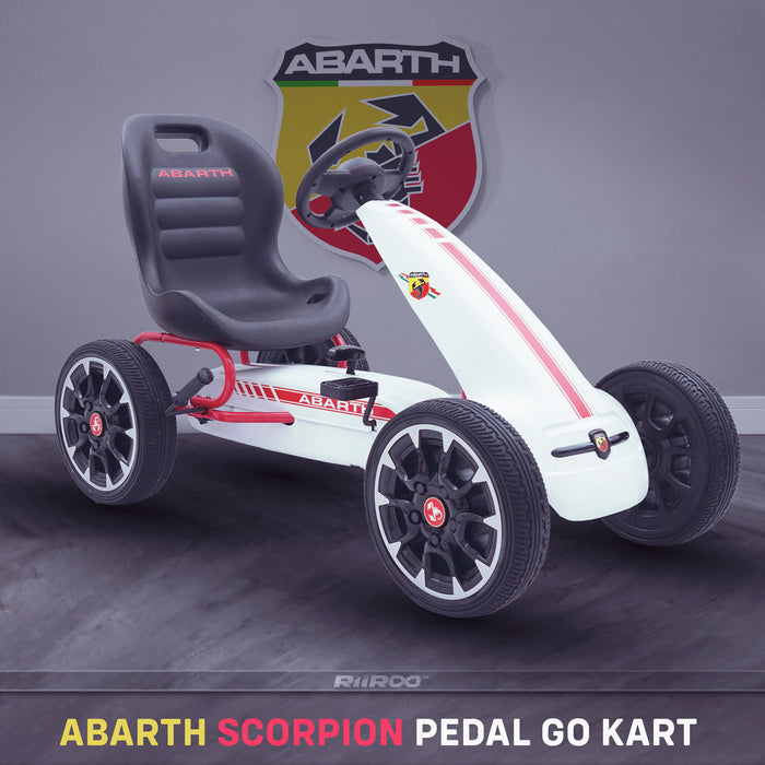 kids abarth ride on pedal go kart pedal powered ride on white 2 scorpion