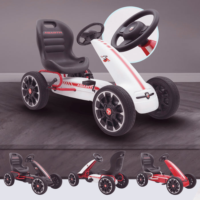 kids abarth ride on pedal go kart pedal powered ride on white scorpion