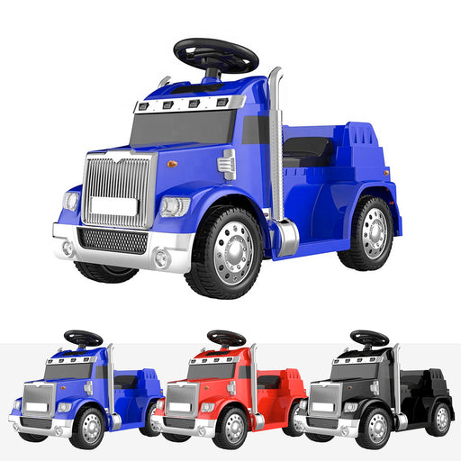 kids american truck electric ride on truck with usb port blue Blue 6v