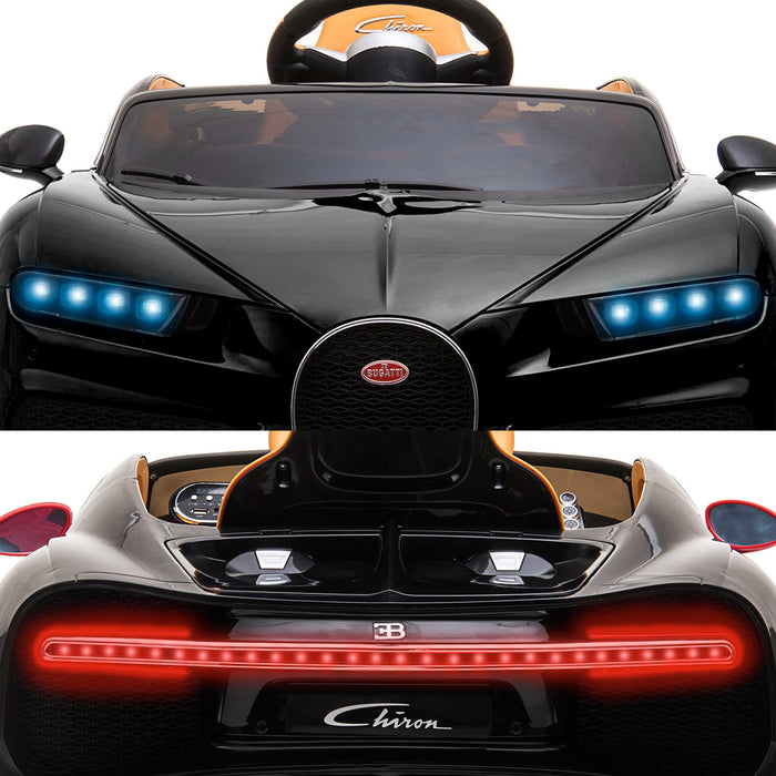 kids bugatti chiron licensed electric ride on car red black lights 12v
