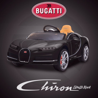 kids bugatti chiron licensed electric ride on car stealth black 12v