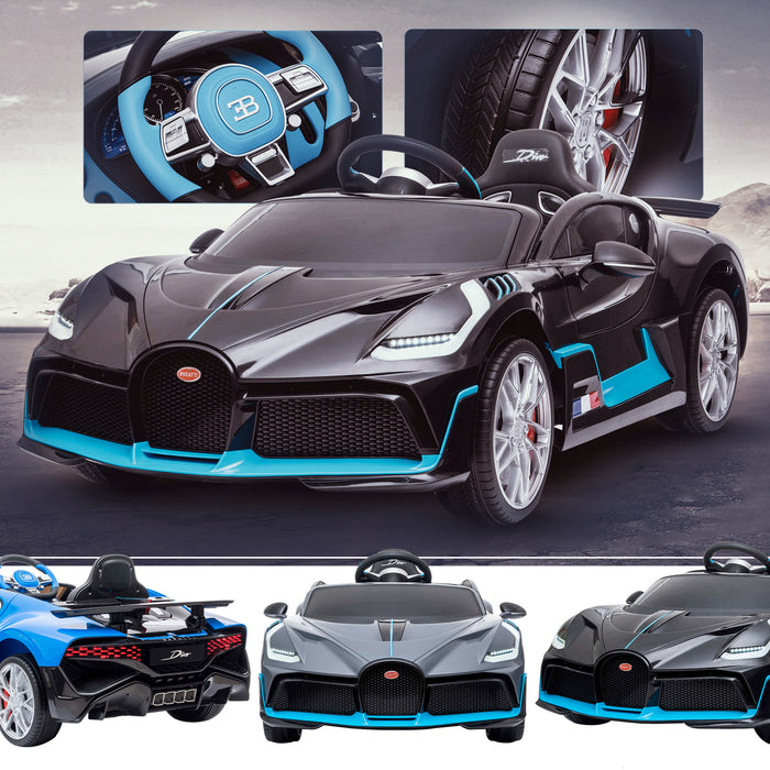 kids bugatti divo licensed ride on electric car supercar with parental remote control main black Painted Black 12v