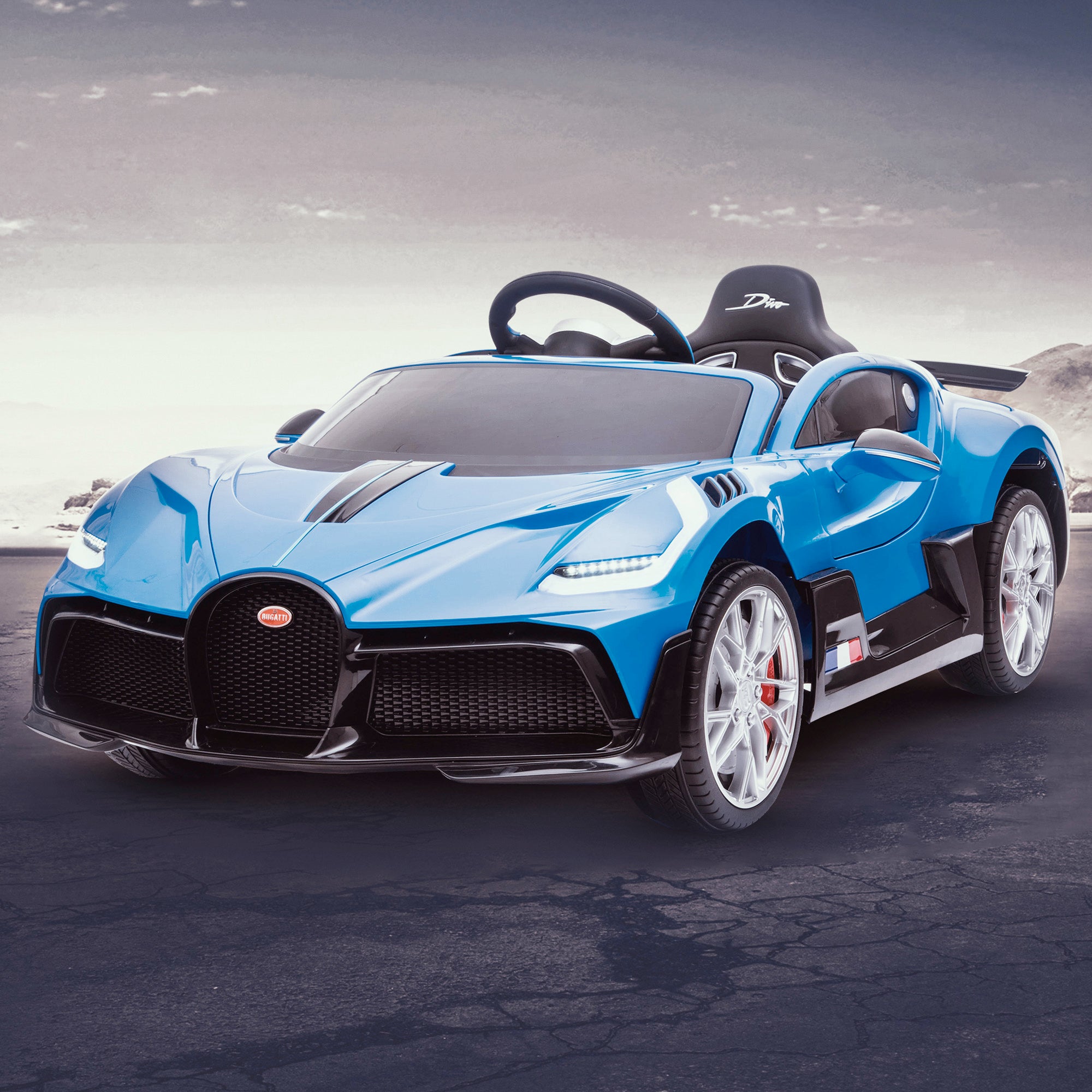 kids bugatti divo licensed ride on electric car supercar with parental remote control main clean blue 12v