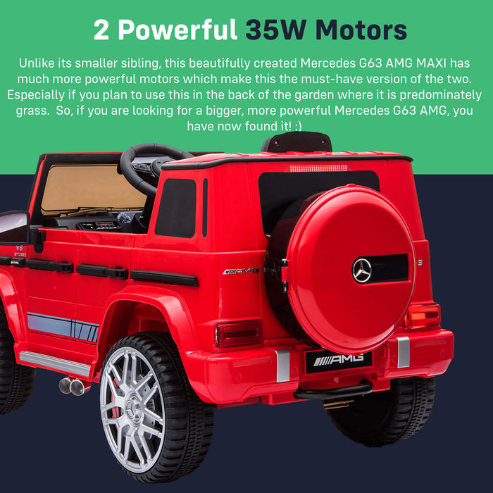 kids electric licensed mercedes g63 maxi with parental remote leather seat main motors amg 2019