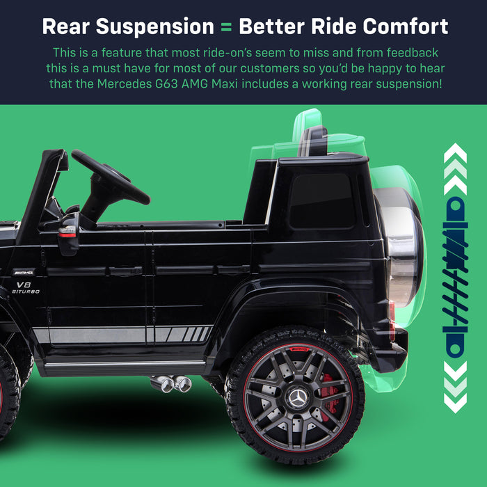 kids electric licensed mercedes g63 maxi with parental remote leather seat main suspension amg 2019