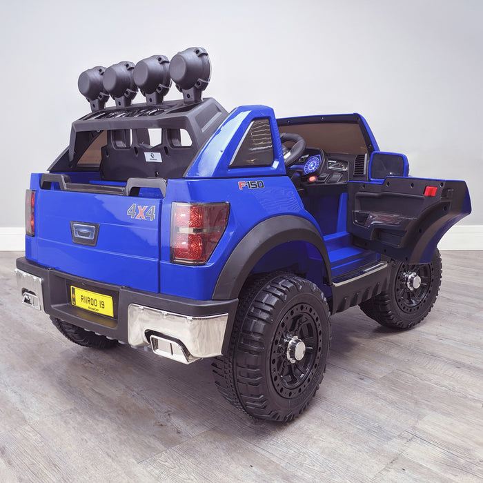 kids electric ride on car ford ranger wildtrak style battery operated pick up truck car jeep with parental remote control 12v v2 rear persp doors open blue wildtrack