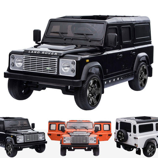 kids electric ride on car licensed land rover defender battery operated car jeep with parental remote control 12v black black alloys Black