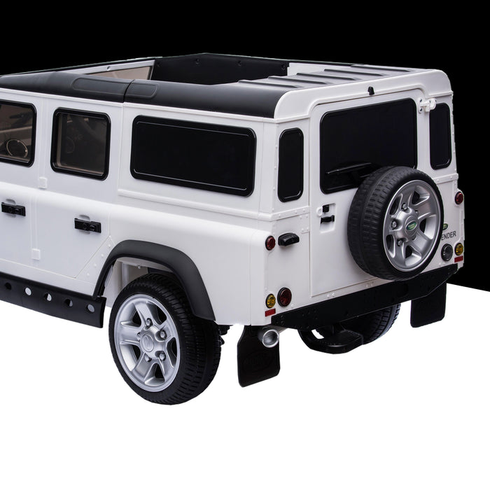 kids electric ride on car licensed land rover defender battery operated car jeep with parental remote control 12v rear prespective close up 