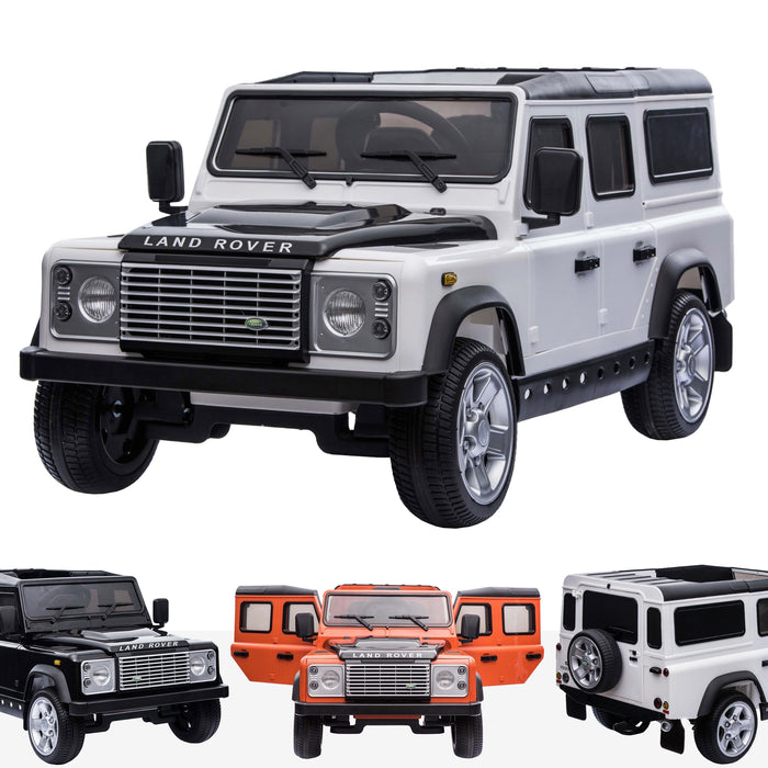 kids electric ride on car licensed land rover defender battery operated car jeep with parental remote control 12v white 