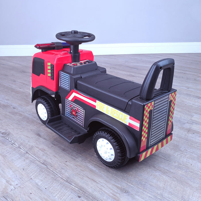 kids electric ride on fire rescue truck 6v battery operated ride on car truck toy rear left perspective riiroo engine