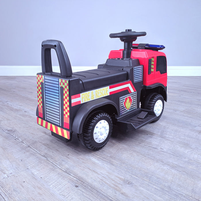kids electric ride on fire rescue truck 6v battery operated ride on car truck toy rear perspective right riiroo engine