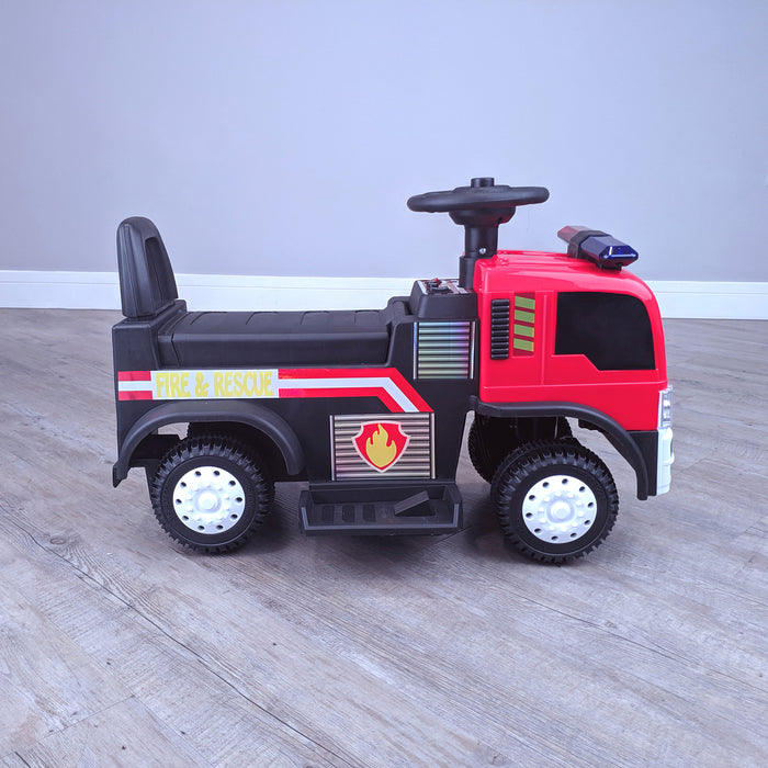 kids electric ride on fire rescue truck 6v battery operated ride on car truck toy side view riiroo engine