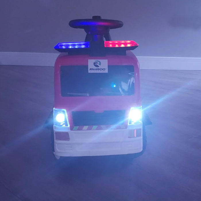 kids electric ride on fire rescue truck 6v battery operated ride on car truck toy siren riiroo engine