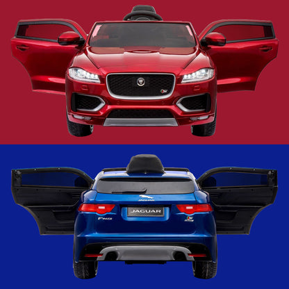 kids jaguar f pace licensed electric battery ride on car jeep with parental remote control power wheels red blue 