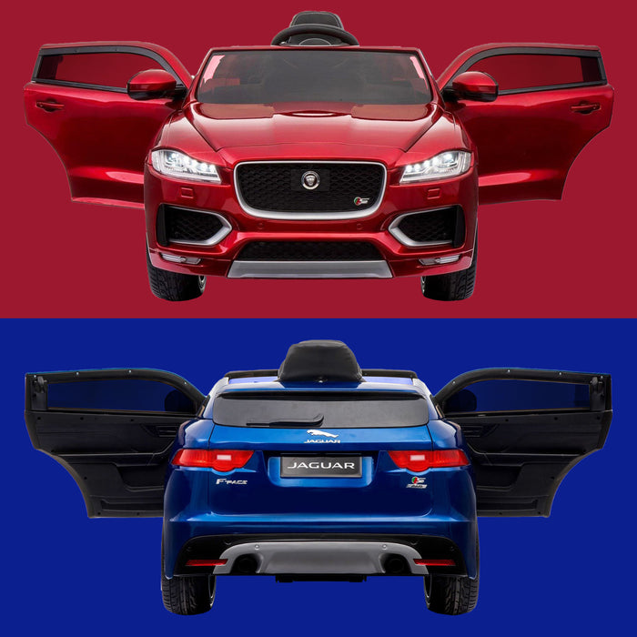 kids jaguar f pace licensed electric battery ride on car jeep with parental remote control power wheels red blue 