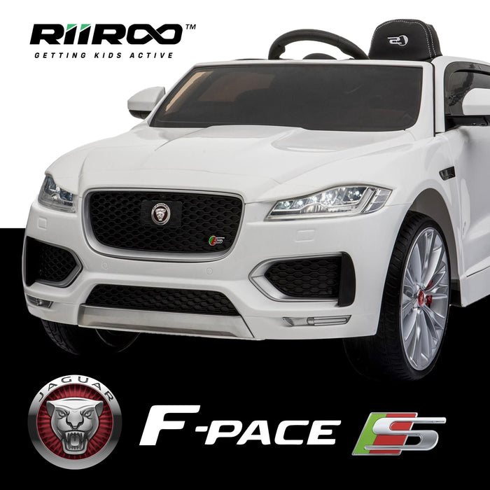 kids jaguar f pace licensed electric battery ride on car jeep with parental remote control power wheels white 2 