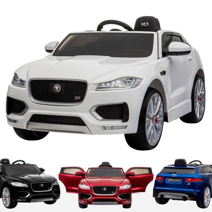 kids jaguar f pace licensed electric battery ride on car jeep with parental remote control power wheels white White
