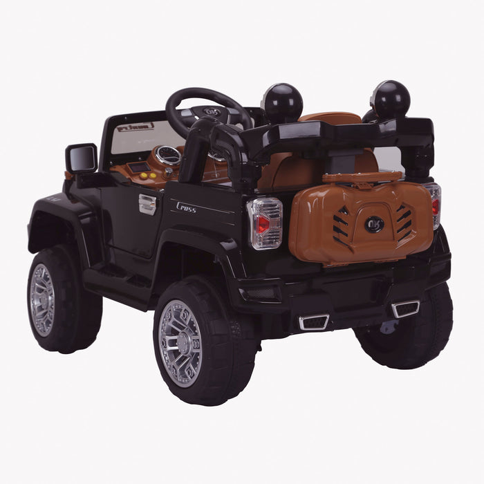 kids jeep wangler style 12 electric ride on car with parental remote 2 black rear voew wrangler suv battery 12v music