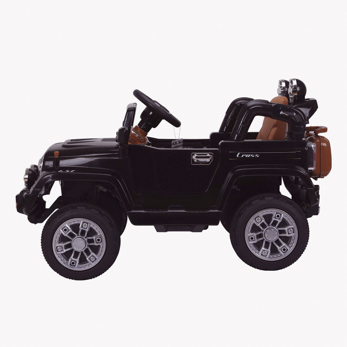 kids jeep wangler style 12 electric ride on car with parental remote 2 black side view wrangler suv battery 12v music