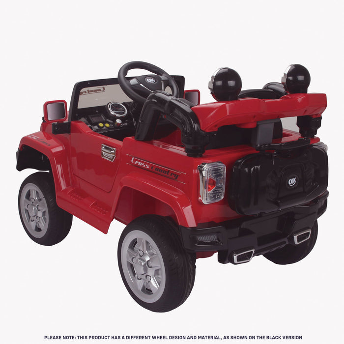 kids jeep wangler style 12 electric ride on car with parental remote 2 red rear perspective wrangler suv battery 12v music