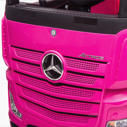 kids mercedes actros licensed ride on electric truck battery operated power wheels with parental remote control main badges close up benz 24v 4wd