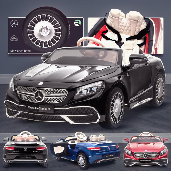 kids mercedes maybach s650 licensed ride on electric car battery operated power wheels car with parental remote control main black Painted Black benz 12v 4wd