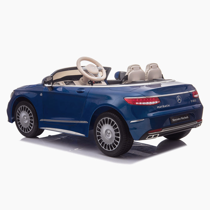 kids mercedes maybach s650 licensed ride on electric car battery operated power wheels car with parental remote control main rear blue benz 12v 4wd