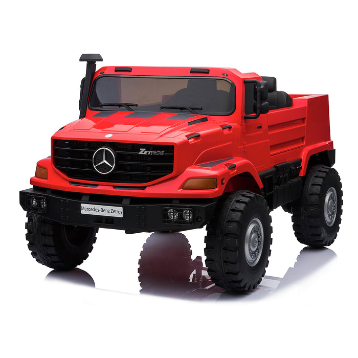 kids mercedes zetros licensed electric ride on car truck red 2 4wd 2 seater