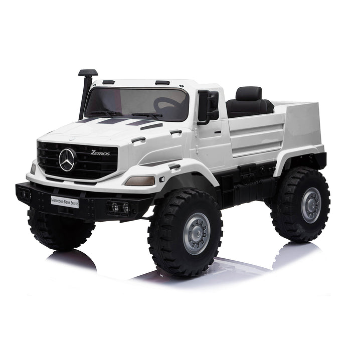 kids mercedes zetros licensed electric ride on car truck white 15 4wd 2 seater