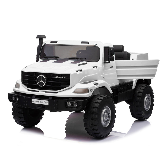 kids mercedes zetros licensed electric ride on car truck white 8 4wd 2 seater