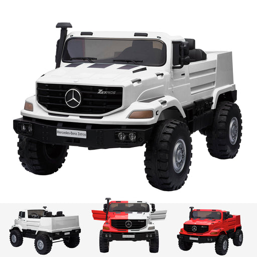 kids mercedes zetros licensed electric ride on car truck white White 4wd 2 seater