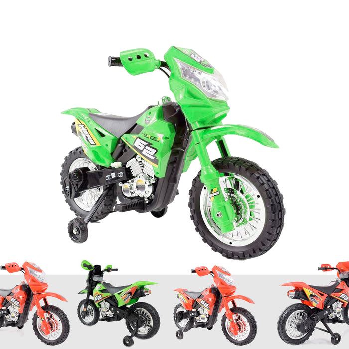 Kinder-Motocross 2 Grünes Riiroo 6-V-Motorcross-Elektrofahrrad mit Batteriebetrieb, Spielzeugmotorrad