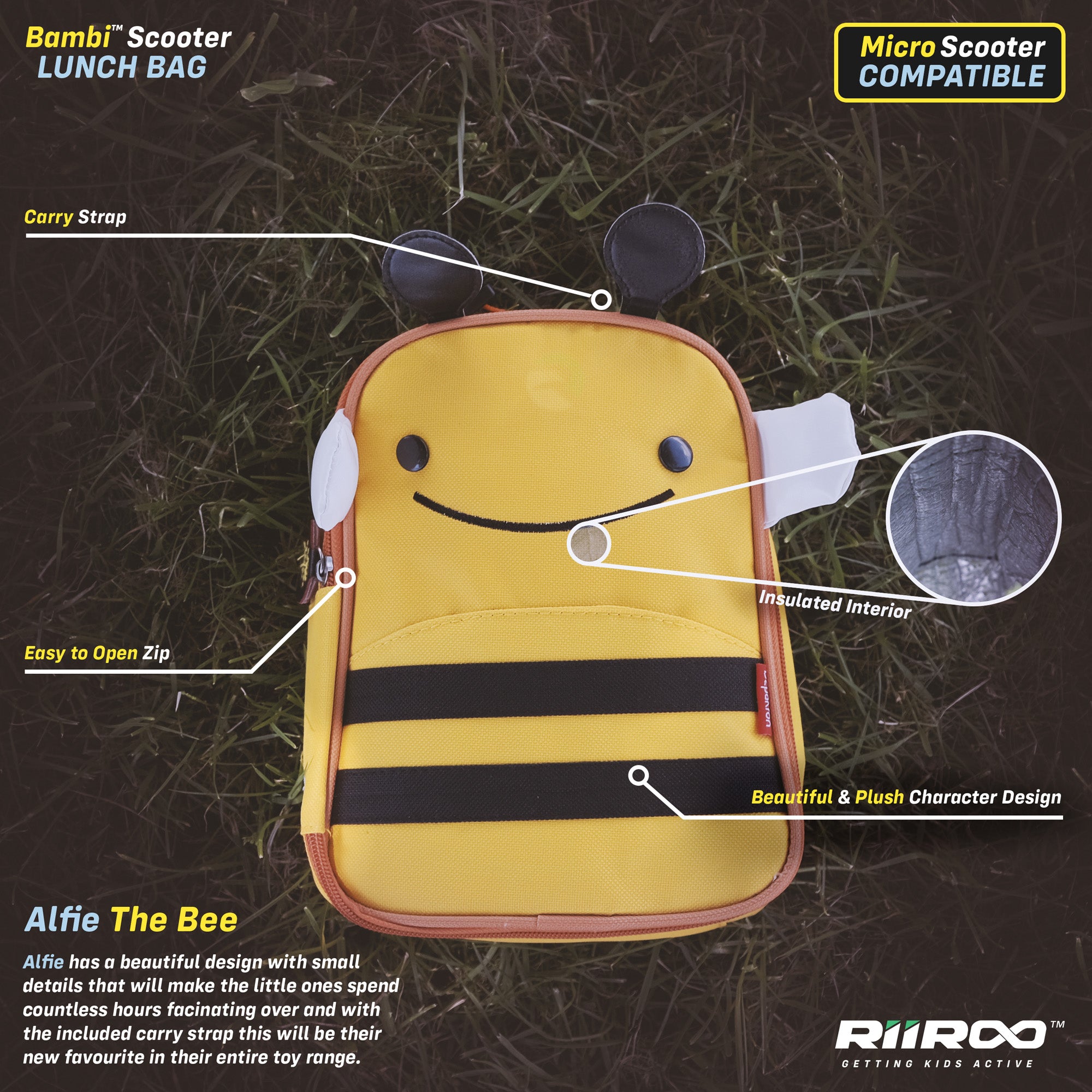 kids push scooter accessories alfie the bee lunch bag accessory