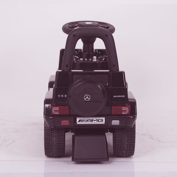 kidspush along mercedes g63 amg with seat storage media centre ride on car 2 black rear direct kids push box and
