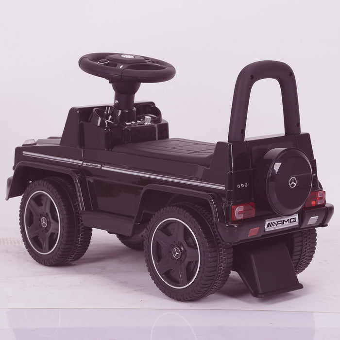 kidspush along mercedes g63 amg with seat storage media centre ride on car 2 black rear kids push box and