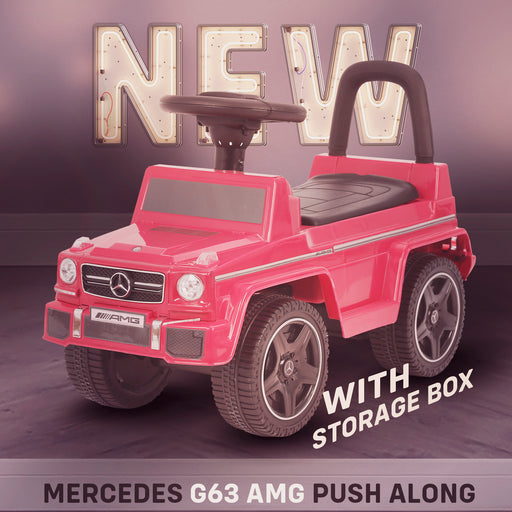 kidspush along mercedes g63 amg with seat storage media centre ride on car red new Pink kids push box and