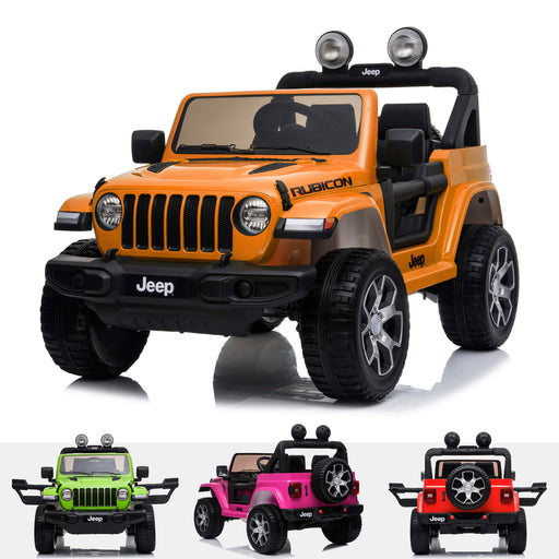 licensed kids 12v jeep wrangler rubicon ride on car jeep with parental remote control orange Painted Orange 2wd