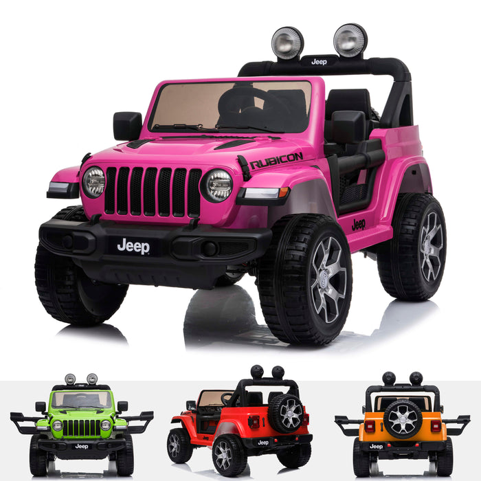 licensed kids 12v jeep wrangler rubicon ride on car jeep with parental remote control pink Pink 2wd