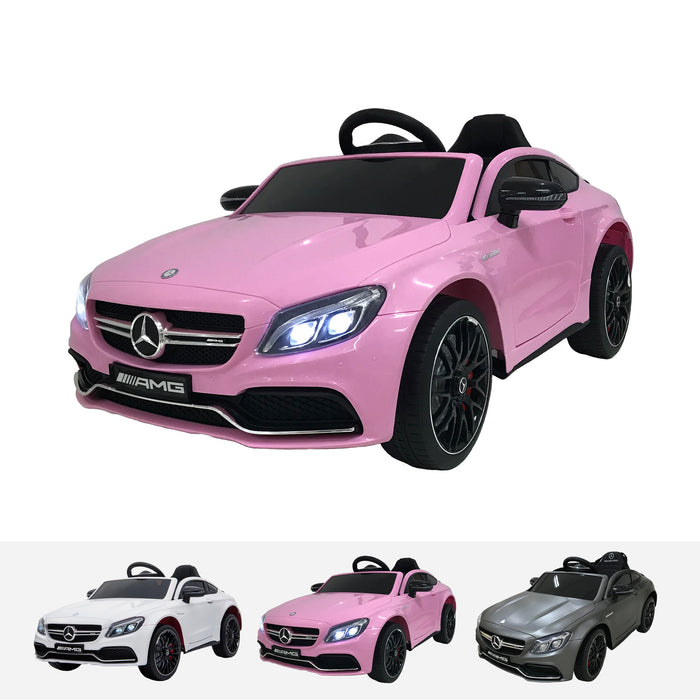 qy1588 mercedes c63 pink Painted Pink riiroo licensed mercedes c63 amg 12v electric battery ride on car remote music