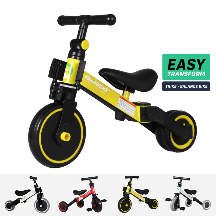 riiroo three in one trike yellow balance Yellow 3 1 kids tricycles wheel toddler bike adjustable seat