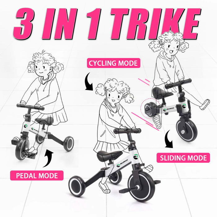 riiroo two in one trike balance bike 3 1 kids tricycles wheel toddler adjustable seat