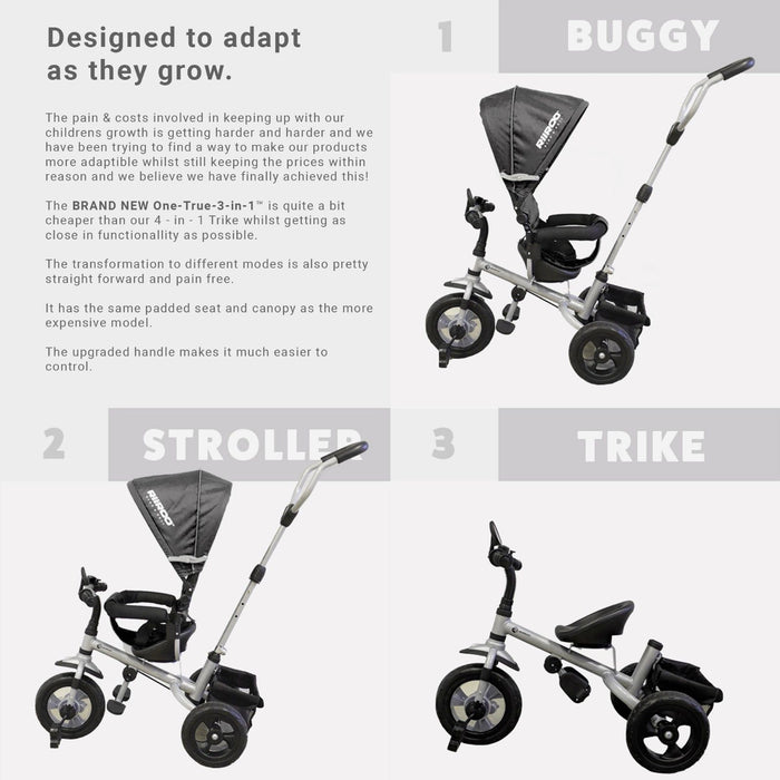 RiiRoo 3 Wheel Trike For Toddlers Ride On Buggy Handle Bar 3 In 1