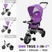 RiiRoo 3 Wheel Trike For Toddlers Ride On Buggy Handle Bar 3 In 1 Purple