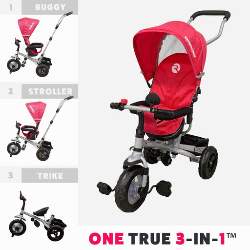 RiiRoo 3 Wheel Trike For Toddlers Ride On Buggy Handle Bar 3 In 1 Red