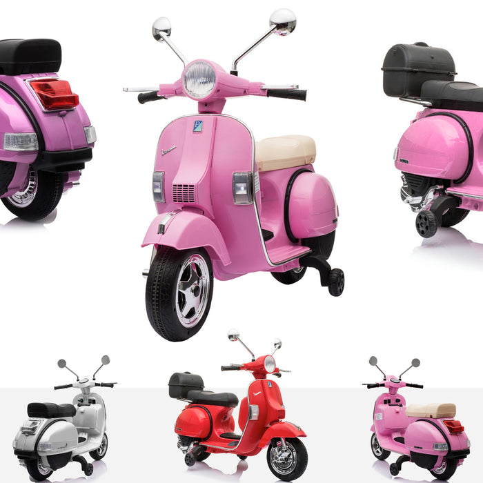 RiiRoo Vespa Licensed PX150 12V Kids Electric Ride On Battery Powered Motorbike Pink