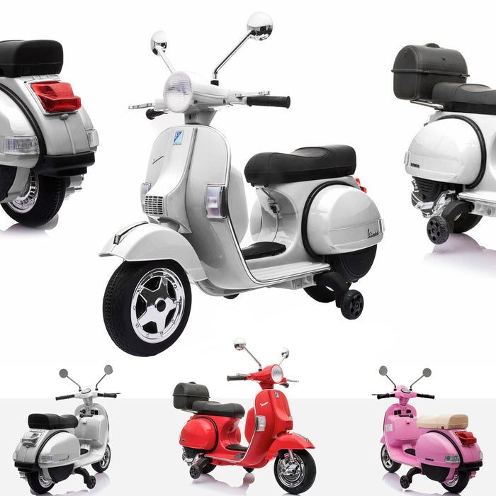 RiiRoo Vespa Licensed PX150 12V Kids Electric Ride On Battery Powered Motorbike White