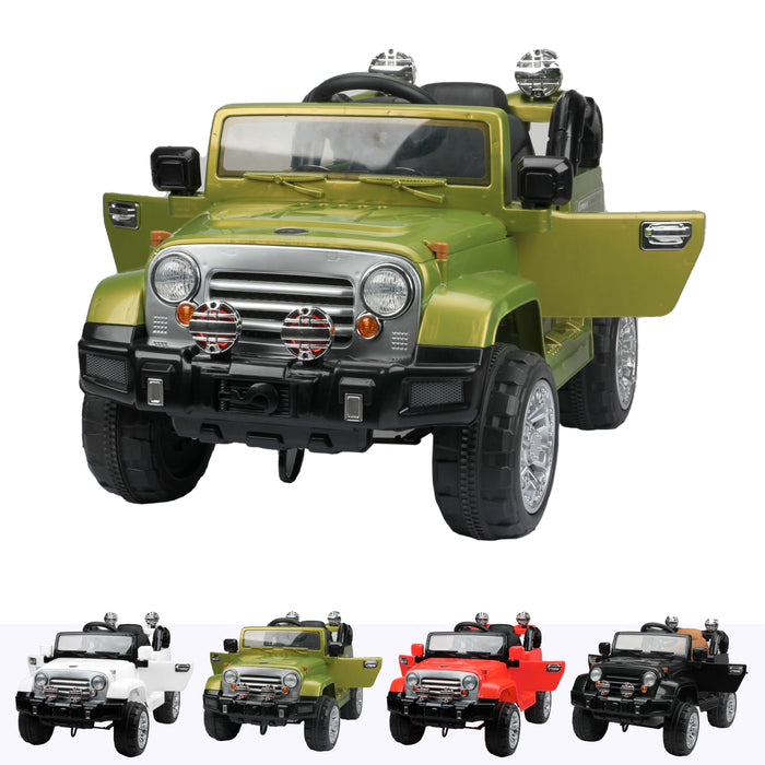 wranggler 2 green1 Green jeep wrangler style ride on suv car electric battery 12v music remote