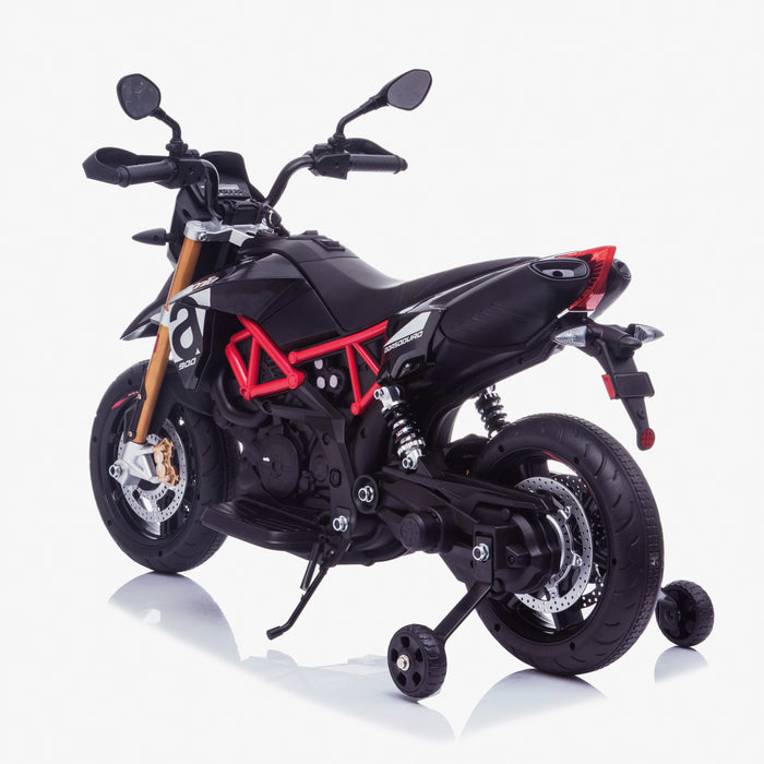 Kiddies 12V Sit-on Black Electric Motorbike with Stablizers Age 3-5 - Kids  Electric Cars