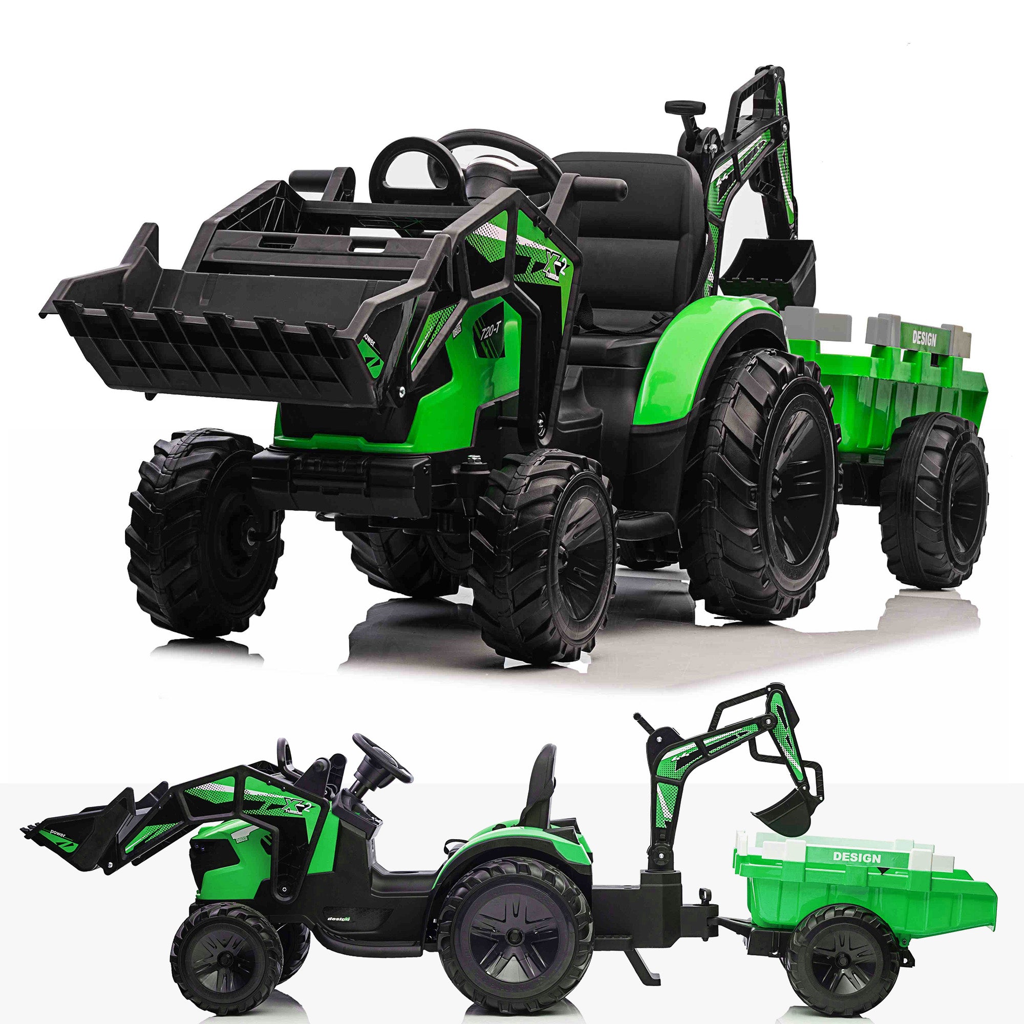 24V RiiRoo Kids Battery Electric Tractor Digger